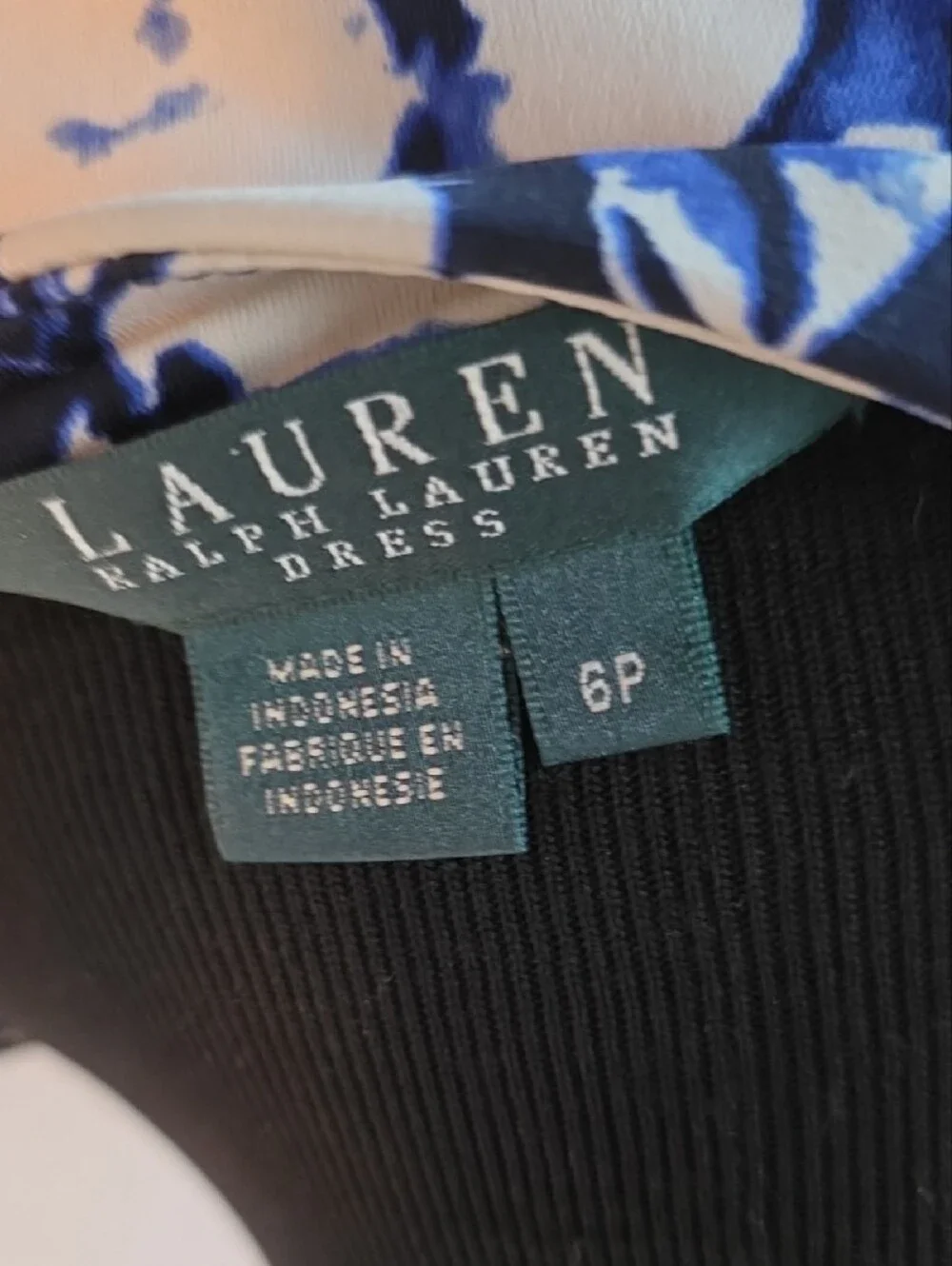 Lauren Ralph Lauren Navy and White Floral Wrap-Front Sheath Dress - Picture 4 of 4